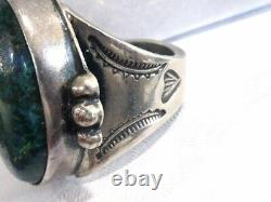 Vintage Early 50's Navajo Native American Taille 12 Men's Sterling Turquoise Ring