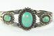 Vintage Early Bell Trading Post Tooled Sterling Argent Turquoise Cuff Bracelet