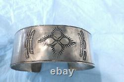 Vintage Hand Made Native American Early Navajo Sterling Hammered Cuff Bracelet