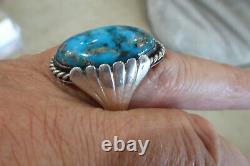Vintage Native American Navajo Sterling Turquoise Early Ring Taille 11 Ring