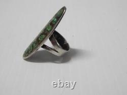 Vintage Navajo Bague Indienne Sterling Turquoise Chip Inlay Exemple Précoce