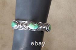 Vintage Old Pawn Early Green Turquoise Sterling Navajo Native American Bracelet