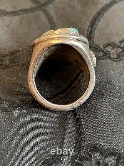 Vintage Single Turquoise Snake Ring Effie Calavaza Early Work Taille Non Signée 9
